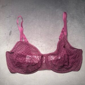 Lace Underwire Bra - Deep Purple